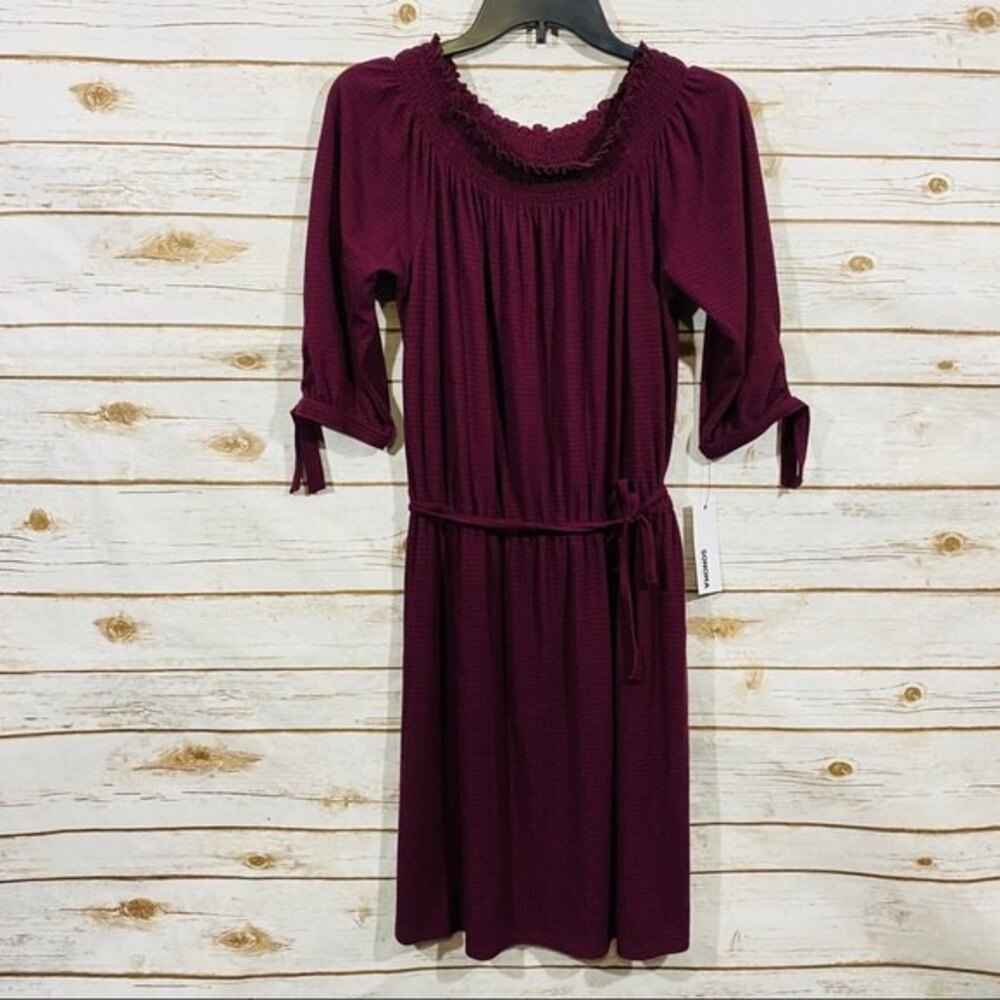 Sonoma‎ tie waist off the shoulder 3/4 sleeve dress